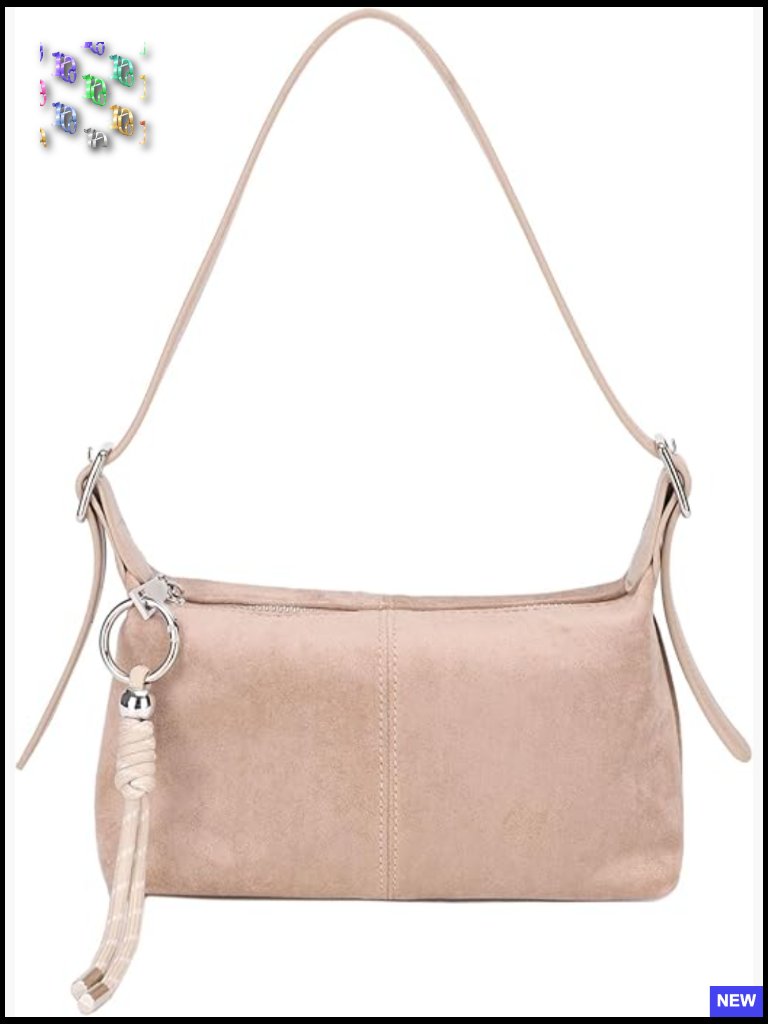 Suede Vegan Leather Crossbody Purse Small Shoulder Bag Dual Straps Key Chain